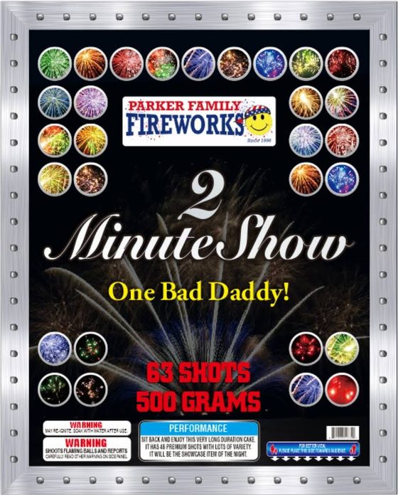 Parker's 2 Minute Show box: One Bad Daddy, 63 shots, 500 grams